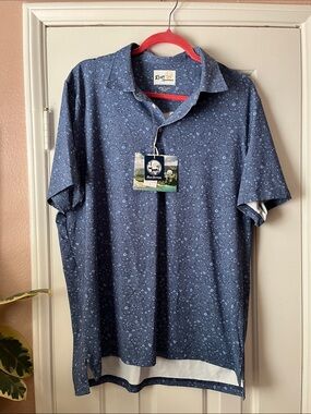 Reyn Spooner Navy Floral Micro-Print Polo